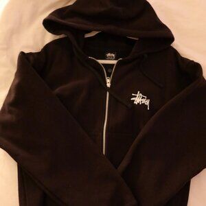 Stüssy Zip Up Hoodie Size Medium Black